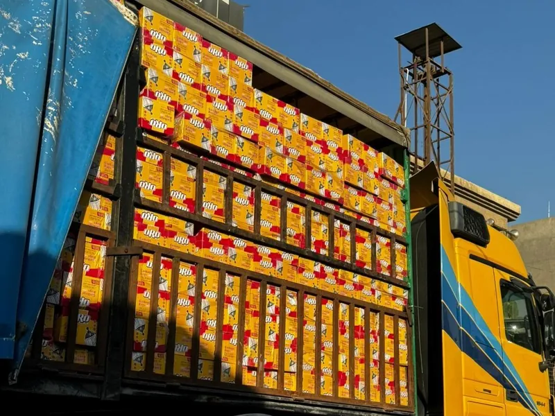 Loaded food distribution truck